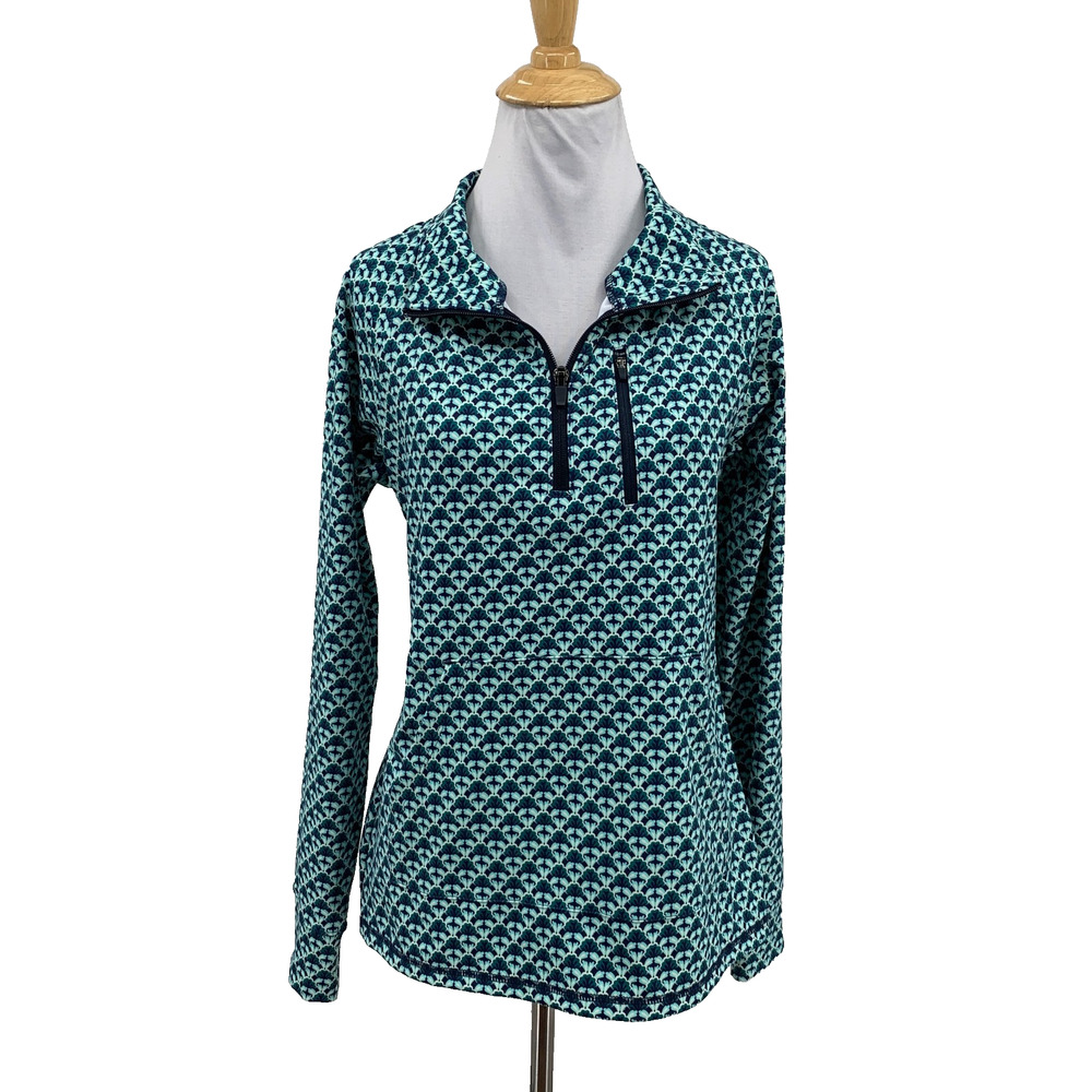 T by Talbots Top Womens S Small Blues Spruce Out & About Half Zip Mock Pullover